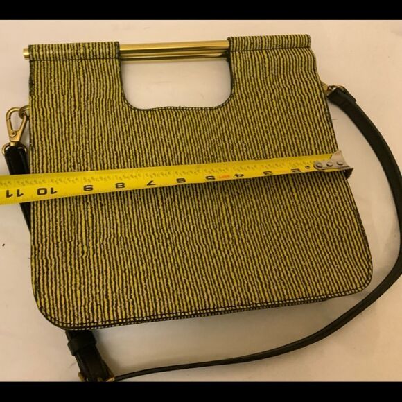 Fossil Whip bag Genuine Leather Purse Green Black Removable Handles rare - Picture 11 of 13